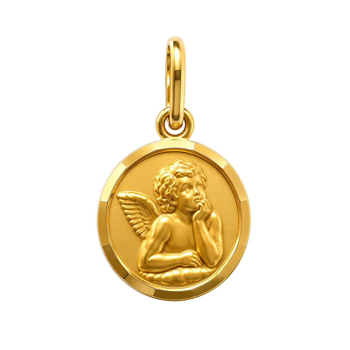 Dije Ángel Satinado 8mm Oro 18k