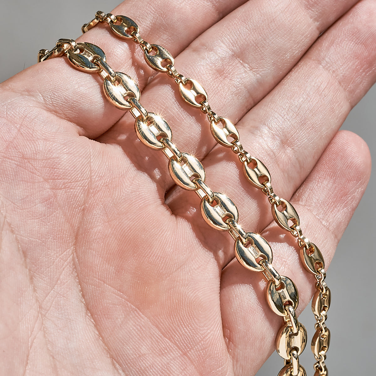Cadena Grano De Café Hombre Oro Laminado