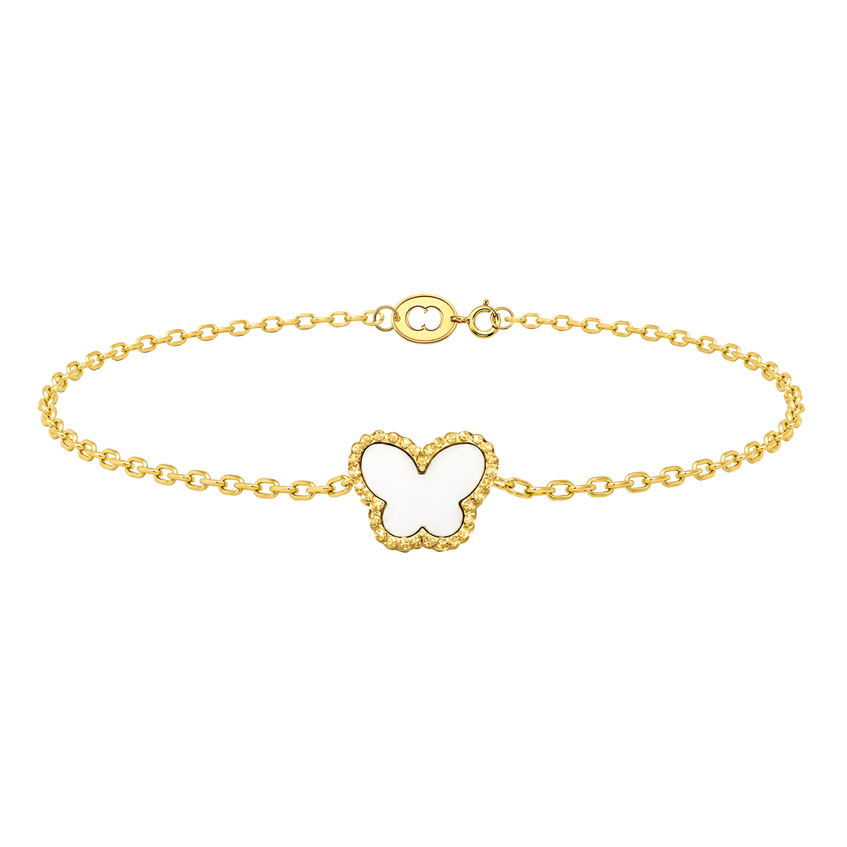 Pulso Mariposa Blanca Oro Macizo 18k