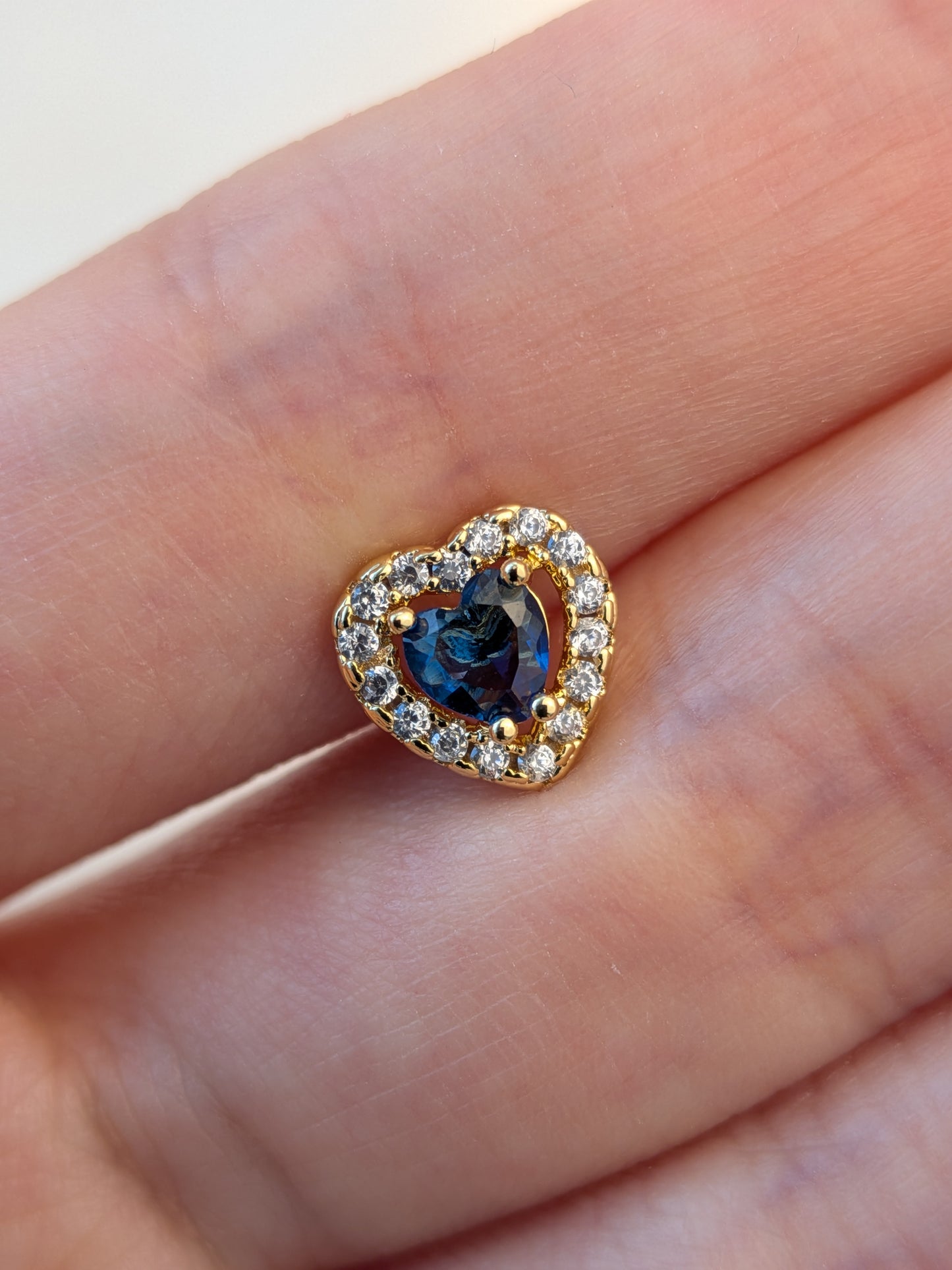 Arete Corazón Piedra Azul