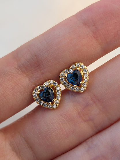 Arete Corazón Piedra Azul