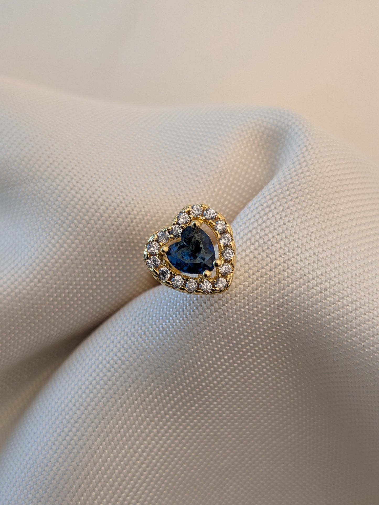 Arete Corazón Piedra Azul