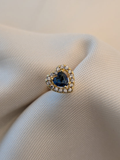 Arete Corazón Piedra Azul