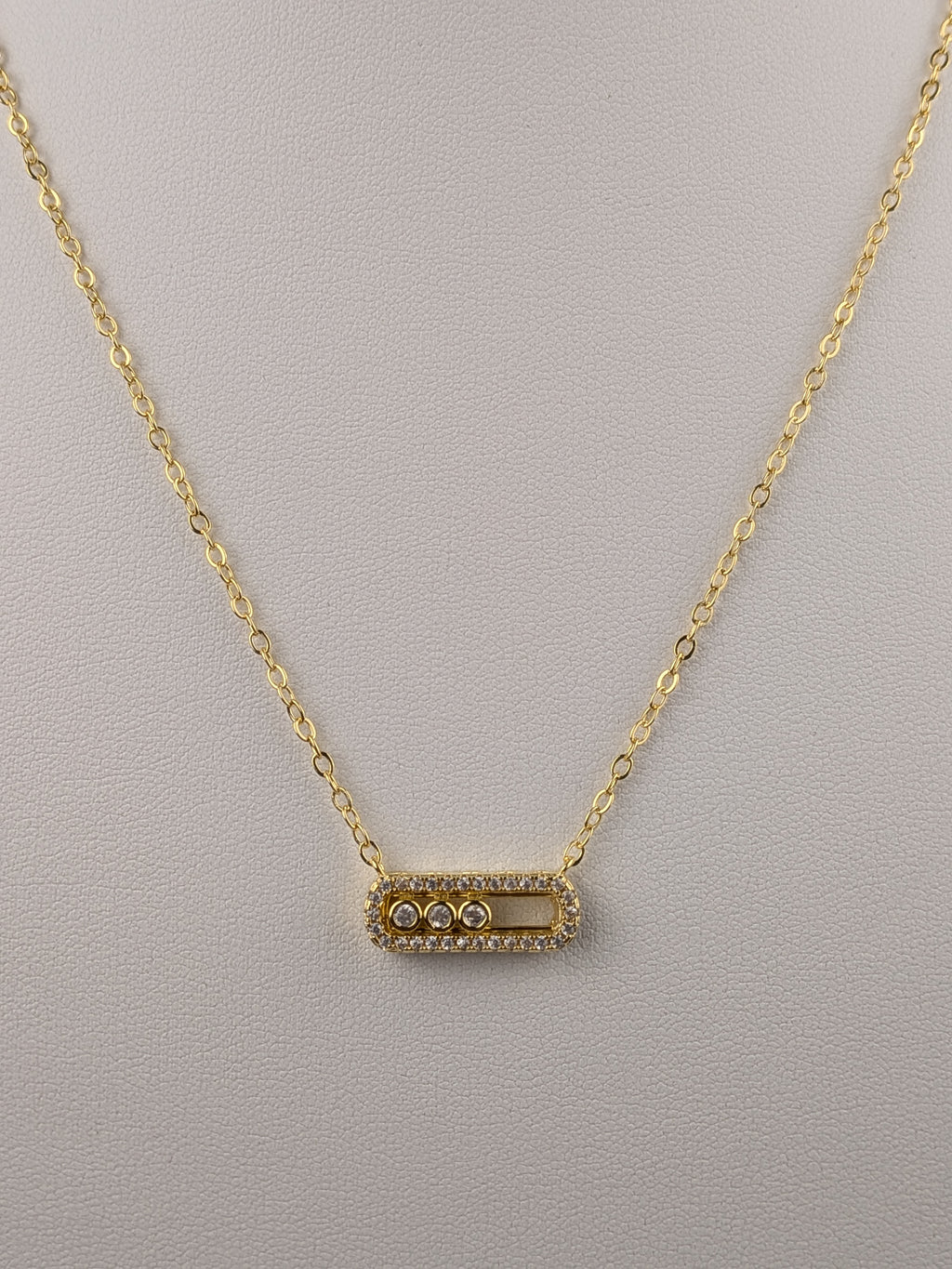 Cadena Rolón + Dije MK Circón Oro Laminado