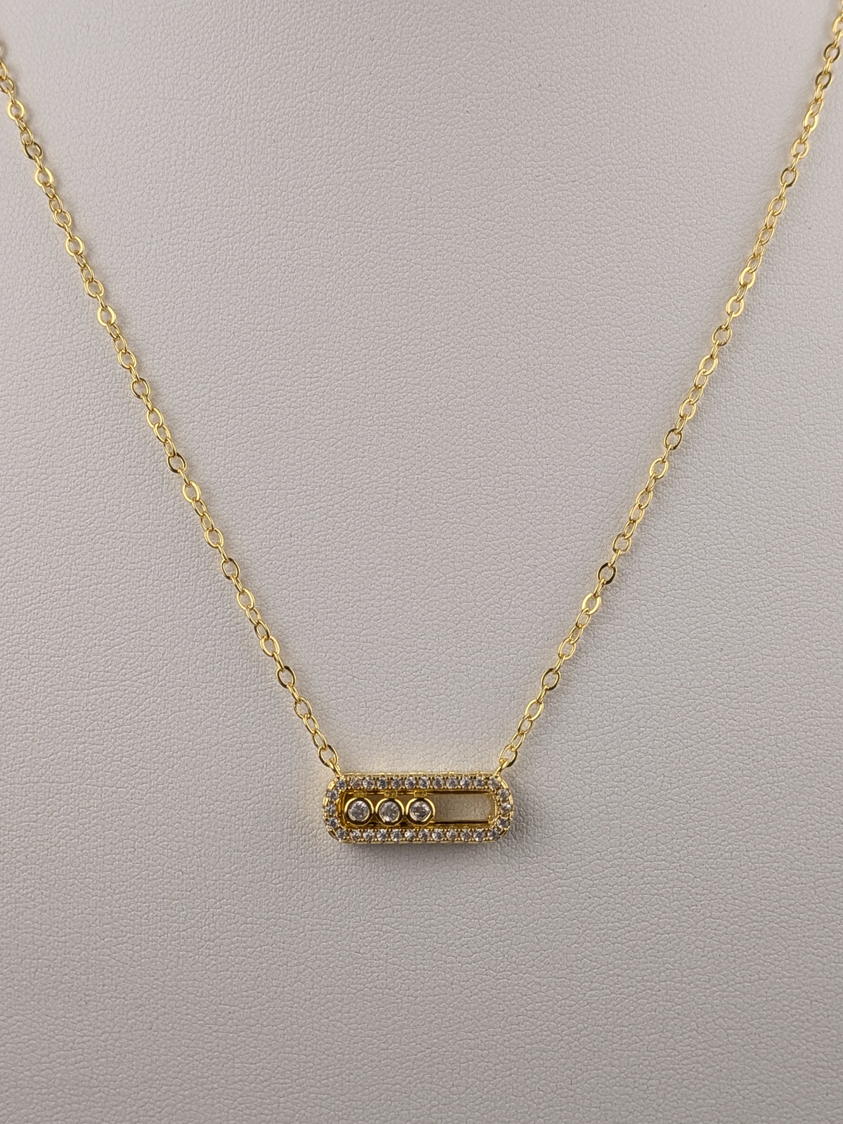 Cadena Rolón + Dije MK Circón Oro Laminado