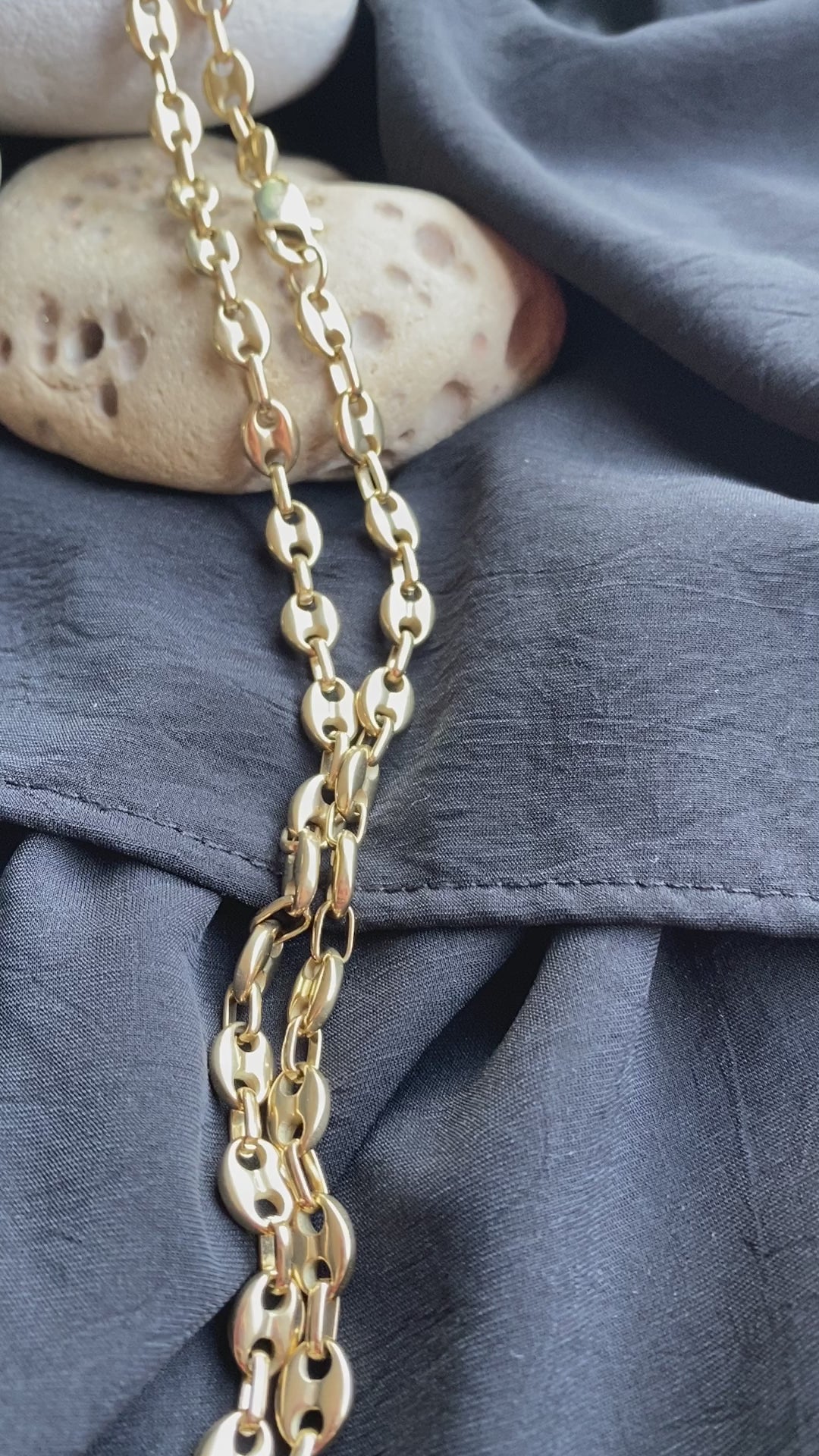 Cadena Grano De Café Hombre Oro Laminado